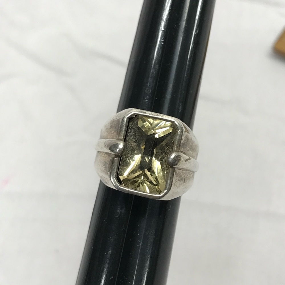 Vintage Sterling Silver Citrine Ring Raised 3D Size 6.25